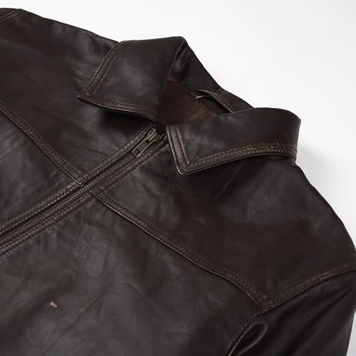 Image of Isaac & David Chicago Men's New Black /Brown Lambskin Leather Classic Open Bottom Jacket Motorcycle Vintage Racing Jacket