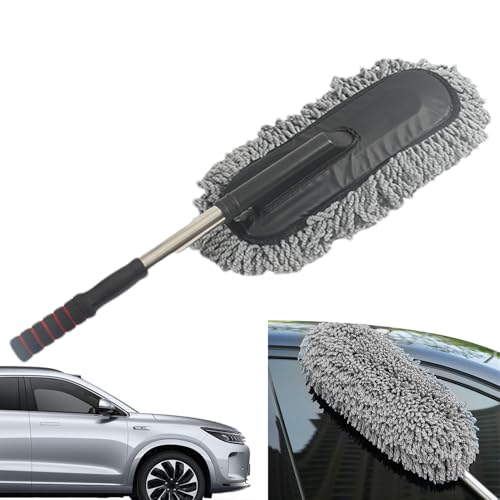 Plumero para Coche Exterior Sin Arañazos - PlumeroExtensible hasta 90 Cm, Plumero para Interior De Coche, Plumerode Mano Versátil, Microfibra Súper Suaves, para Camiones S-UV Cocina RV Y Hogar
