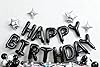Black Happy Birthday Banner Balloon Aluminum Foil 16 Inch Letter,10 Inch Five Pointed Star Four Pointed Star Suitable for Kids, Men, Women, Boys and Girls Party Decoration Supplies #1