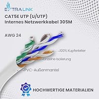 EXTRALINK 305m CAT5e Netzwerkkabel LAN Verlegekabel Innenbereich – 100% Kupfe U/UTPr, PVC Mantel, bis 1 Gbit/s, PoE geeignet, flexibel & zuverlässig, ideal für Heimnetzwerke & Büros – Ansicht 2