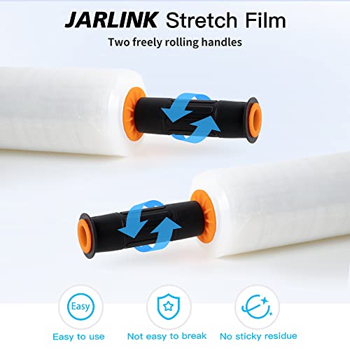 jarlink stretch film 15 inch x 1000 feet shrink wrap for pallet wrap industrial strength stretch wrap with handles moving wrapping plastic roll 60 gauge 2 pack clear