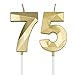 75th & 57th Birthday Candles for Cake, Gold Number 75 57 3D Diamond Shaped Candle Birthday Decorations Party Supplies for Women or Men
