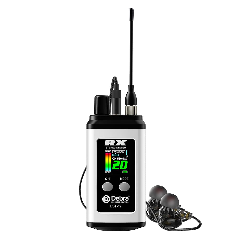 D Debra Pro EST-12 Stereo Wireless in Ear Monitor System Bodypack Receiver, Performance with 20 Frequencies, Can Not Be Used Alone (White, Only 1 Receive)