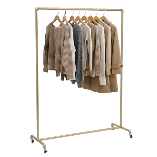 Heavy Duty Clothes Rack Commercial Metal Garment Rack Rolling Portable Standing Clothing Rack with Wheels, for Clothing Store, Laundry Room