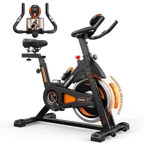 YOSUDA Exercise Bike,Magnetic Indoor Cycling Bike with 136kg Weight Capacity,Brake Pad Stationary Bike for Home with Exclusive App,Low Noise, Tablet Holder for Weight Loss