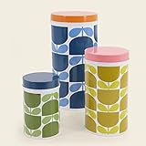 Juego de 3 latas Orla Kiely Botes de anidación con estampado de flores en bloque - Juego de 3