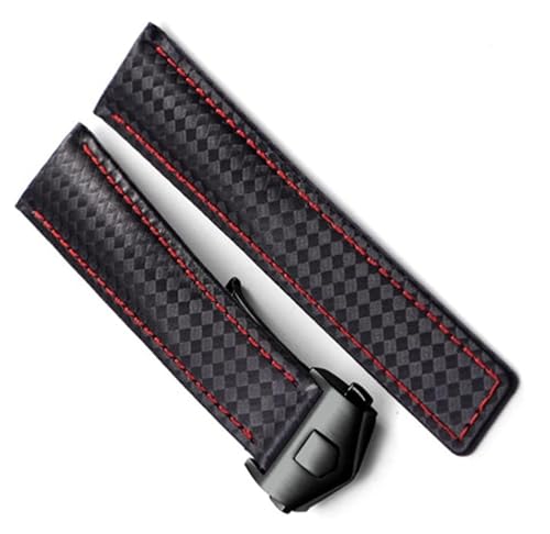 Bracelet de montre 20 22mm pour TAG Heuer en cuir texture carbone