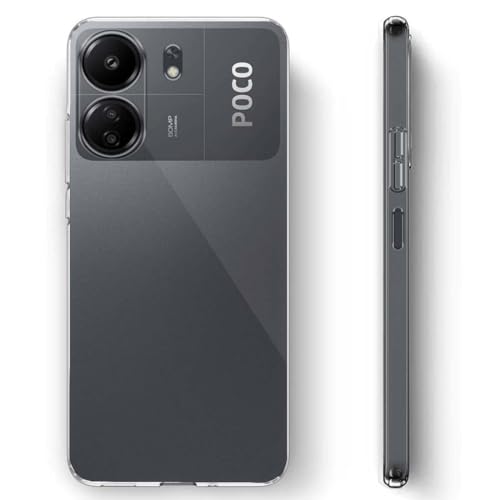 Image of Fashionury Shockproof Back Case Cover for Poco C65 | Raised Bumps for Camera & Screen Protection | Ultra Clear Soft Silicone Back Cover Case for Poco C65