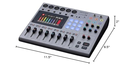 Zoom PodTrak P8 Podcast Recorder with 6 XLR Inputs, 6 Headphone Outputs, Phone Input, Sound Pads, Onboard Editing, USB Audio Interface, Battery Powered