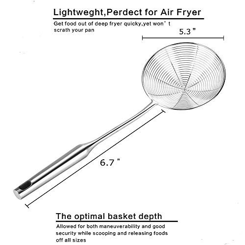 Xingmin Spider Strainer Skimmer Ladle Stainless Steel Aasian Metal Frying Basket With Long Handle Large Spoon Food Japanese Pasta Kitchen Oil Solid Professional Mesh Wire 5 Inch #TOP3