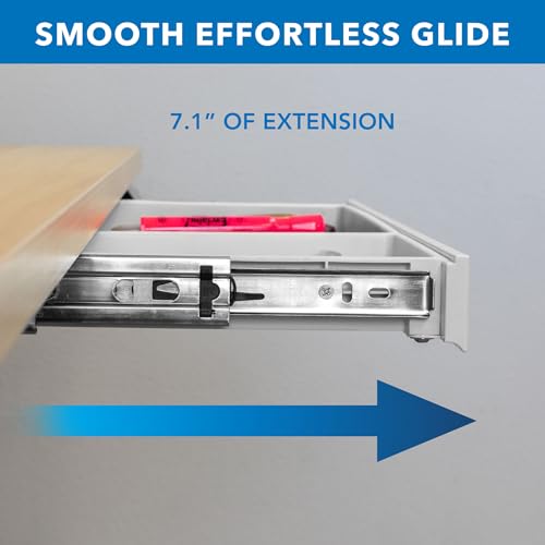 Image of Mount-It! Under Desk Drawer Organizer with 2 Compartments, Shallow Low-Profile Slide-Out Desk Tray, 20.7″ x 8.9″ x 1.8″, Pull-Out Pencil Drawer for Traditional & Standing Desks- White