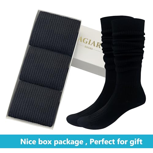 Image of MAGIARTE Women's Cotton Slouch Socks Knee High Boot Length Soft Scrunch Chunky Stacked Socks 3 /5 /8 PACK