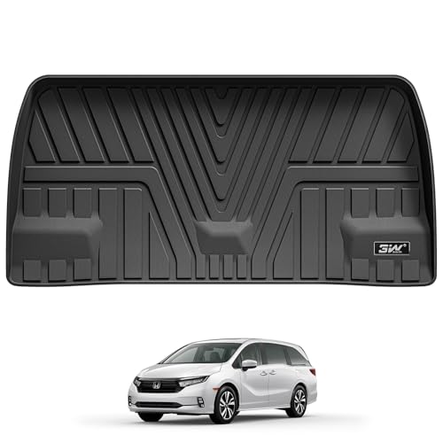 3W Cargo Liner Fit for Honda Odyssey 2025 2024 2023 2022 2021 2020 2019 2018 Custom Fit Trunk Liner Mini Passenger Van, All Weather Use Heavy Duty Trunk Mat Black 1. Odyssey|18-25|Cargo Line