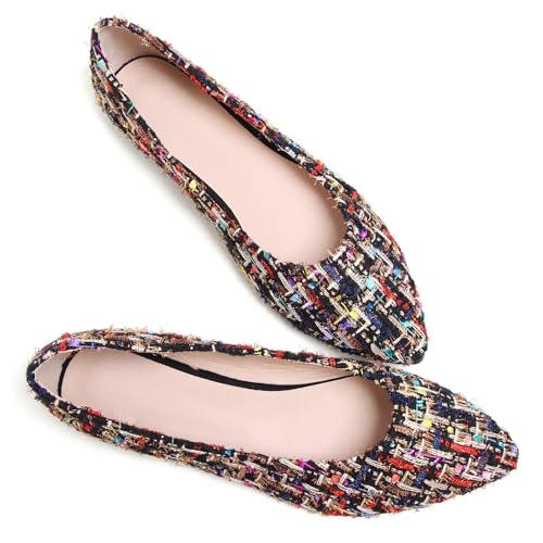 SAILING LU Pointed Toe Black Ballet Flats Dressy Shoes for Womens Comfortable Memory Foam Ladies Casual Slip-On Loafers Ballerina Walking Flats Size 94