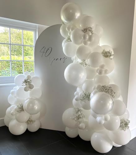 Image of Pearl White Balloons 18 Inch, 12 PCS Extra Large Pearl Balloon Cream Clear Latex Balloons for Arch, Big Cream Balloon for Women White Birthday Wedding Bridal Shower Anniversary Party Decoration