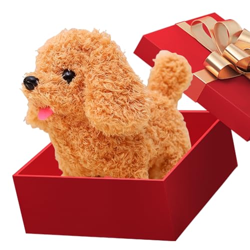 Kanoauo Perro Robot Realista,Juguete Interactivo De Peluche con Figura De Perro Que Camina, Ladra Y Mueve La Cola,Cachorro De Peluche Electrónico | para El Hogar, Viajes, Guardería, Interiores Y