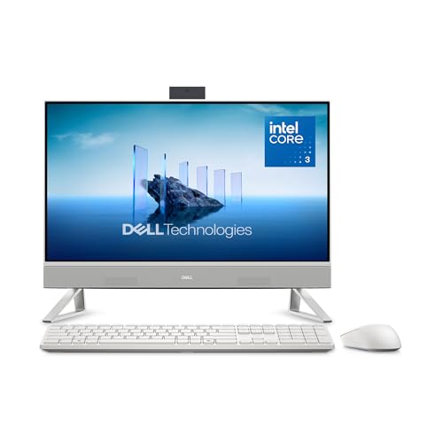 Dell 24 All-in-One Desktop ec24250-23.8-inch FHD Display, Intel Core 3 Processor 100U, Intel Graphics, 8GB DDR5 RAM, 512GB SSD, Windows 11 Home, Onsite Service+6 Months Retail Migrate – White