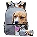 Beagle Dog Sits on Road Cute School Backpack Bags Set Bookbags Teen Girls Boys Casual Daypack con astuccio per scuola elementare scuola materna college, Multicolore, p: 7.5x3x1.5in b: 11.5x8x16 in, No