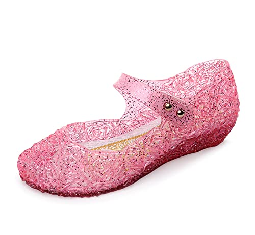 Jelly Shoes for Girls, Snow Queen Princess Birthday Sandals for Little Girls, Blue Toddler Glitter Sandals Size 9, Frozen Inspired Party Cosplay Costumes Dress Flats