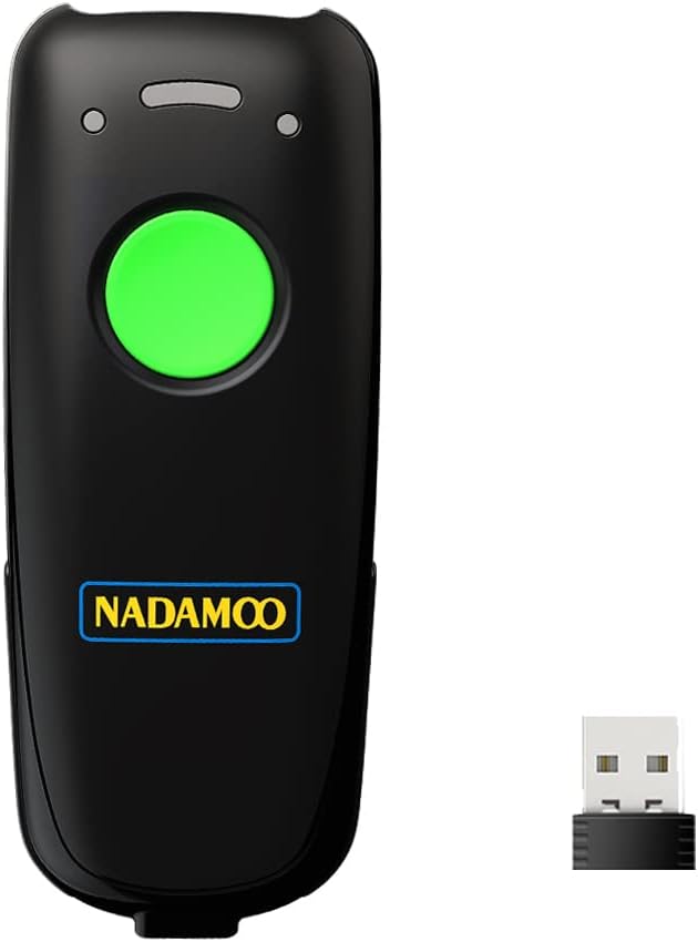 NADAMOO 3-in-1 Wireless Barcode Scanner (Bluetooth, 2.4G, Wired) Green