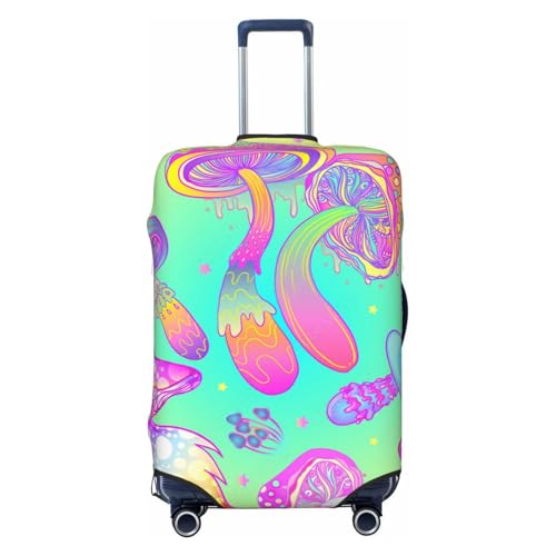 Psychedelic Trippy Mushrooms Luggage Cover, Protective Washable Suitcase Cover - Travel High Elastic Fibers Suitcase Protector Fits X-Large