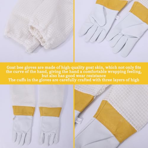 QHZHANG Ultra-Ventilated Polycotton Beekeeping Suit for Men & Women with Gloves & Two Beekeeping Veils-Professional & Beginner Apiarist Suit(XL)