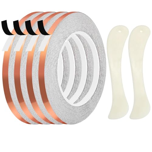 7/32 Inch Black Lined Copper Foil Tape for Stained Glass and Crafts, 4 Rolls 36 Yards Copper foil Tape for Stained Glass Soldering, Stained Glass Supplies