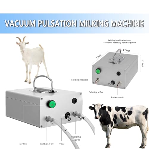 Mungitrice elettrica a pompa per vuoto per mucche e capre con tettarelle e secchio per latte in acciaio inox