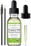 Organic Castor Oil Eyelash Serum by Sky Organics (1 oz) USDA Organic Cold-Pressed 100% Pure Castor Oil Natural Eyelash Serum Hexane-free Castor Oil with Mascara Brushes for Eyelashes and Eyebrows