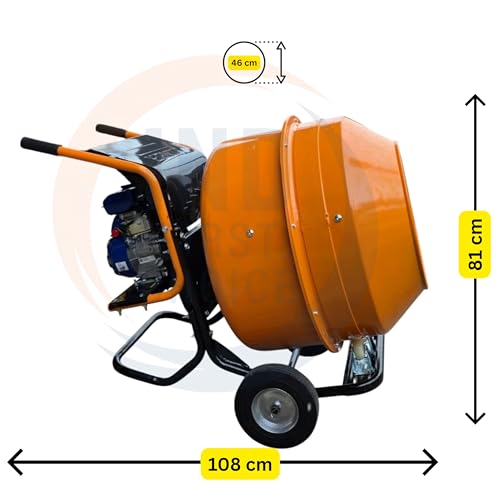 Image of IND 230 L Concrete Mixer Machine with 3 HP Petrol Engine | Barrow Type Portable Cement Mixer | Ideal for Hilly & Remote Construction Areas | PETROL ENGINE