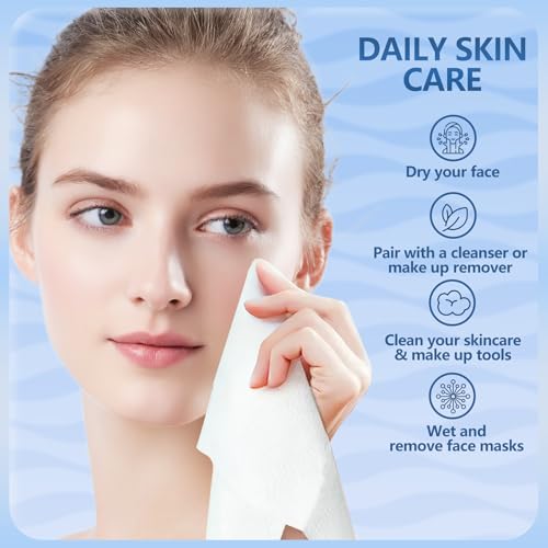 Dorahoney Disposable Face Towels Travel, 12"×12" Extra Large Face Towelettes, Ultra Soft Facial Towels for Sensitive Skin, Makeup Remover Dry Wipes, 20 Count (1 Pack) — view 2