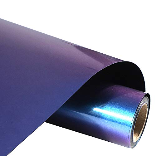 Image of FUNKAKA Chameleon HTV Heat Transfer Vinyl Rolls, 12 inch X 9ft Blue to Purple | Iron on Vinyl for T-Shirt Change Color PU Stretchy HTV Vinyl for All Cutter Machine Easy to Cut & Weed