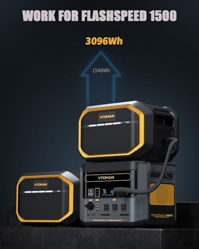 Image of VTOMAN FlashSpeed 1500 Extra Battery, 1548Wh Large Capacity LiFePO4 Battery | BMS Protection, Camping, Home Backup, Suitable for FlashSpeed 600 /1000 /1500 Portable Power Station Expand Capacity