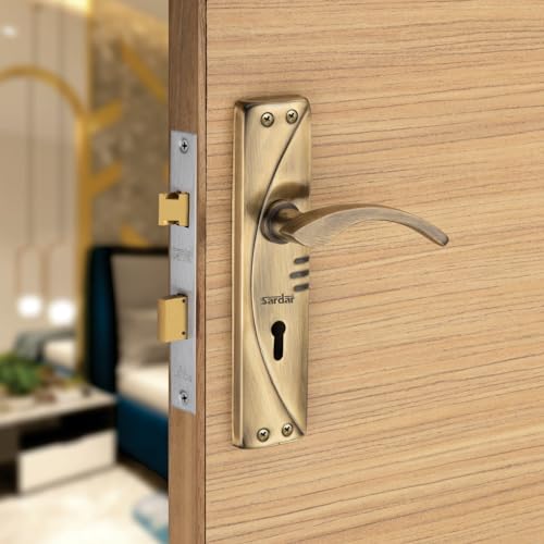 Image of SARDAR Nuon Iron Handle Set 7 Inch|2 Keys | 6 Lever Single Turn Lock Set| Handle Set for Door, Bathroom, Bedroom, Living Room| (Antique)