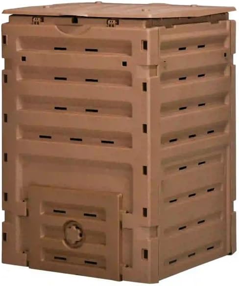 450L Garden Compost Bin with 2 Sliding Doors, Brown