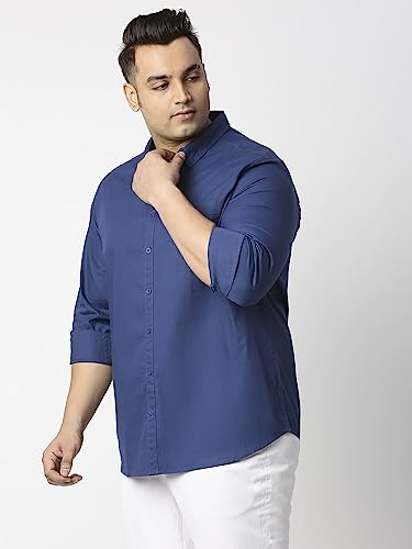 Image of Thomas Scott Men's Plus Size Cotton Casual Shirt | Regular Fit | Long Sleeves | Spread Collar | Solid | Soft & Breathable | Everyday Comfort Shirt for Men