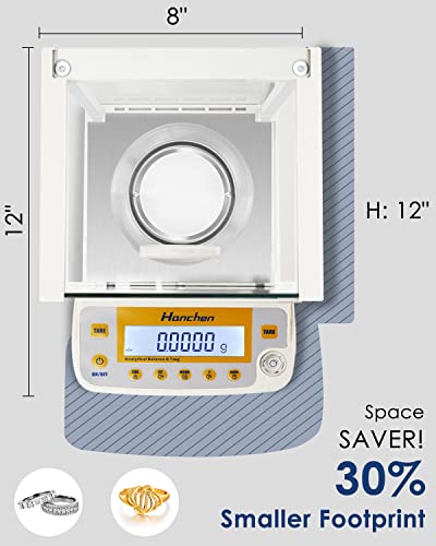 Hanchen Electronic Analytical Balance, 0.1mg 220g Precise Digital Scale for Lab Pharmacy Chemical Plant Jewelry Store 220g/0.0001g