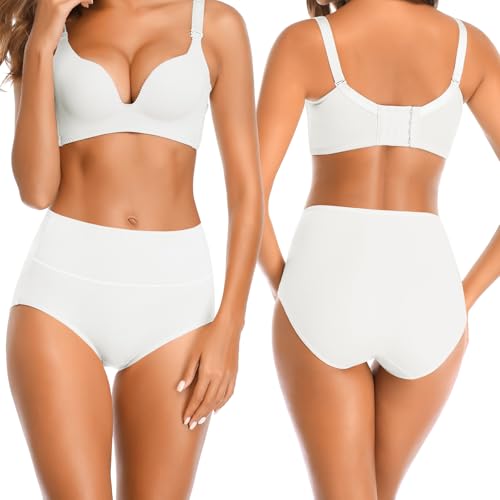 Image of Womens Underwear,Cotton Mid Waist No Muffin Top Full Coverage Brief Ladies Panties Lingerie Undergarments for Women Multipack