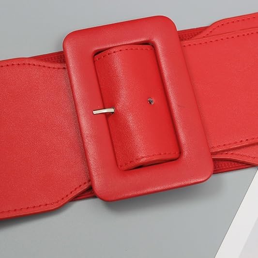 Women wear a Wide Belt Professional Decoration with Skirt Coat Square Buckle Needle Buckle Elastic Belt(C)3