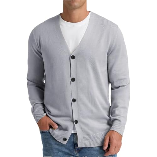 Mens Cardigan Sweater V-Neck Long Sleeve Button Down Knitted Outdoor Solid Color Sweaters