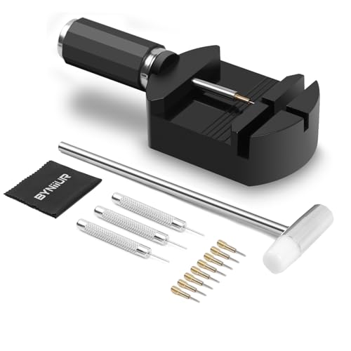 BYNIIUR Watch Link Removal Kit, Watch Adjustment Band Resizing Tool Kit for Bracelet Replacement, Strap Sizing Adjuster with Pin Remover for Watchmaker Repair, Link Pin Removal Punch, Hammer