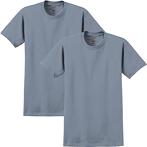 Gildan Ultra Cotton - Camiseta estilo G2000, paquete de 2, talla M, color azul piedra (paquete de 2)