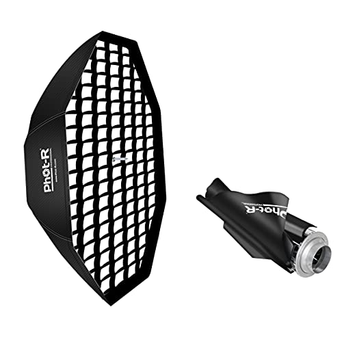 Phot-r Professional 150 cm/152,4 cm Octagon Softbox Réflecteur avec Bowens Monture Speed Ring et Grille nid d'abeille – Noir