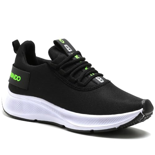 Tênis Masculino para Corrida, Caminhada e Academia, Preto/Branco (Preto/Verde, BR, Adulto, Numérico,
