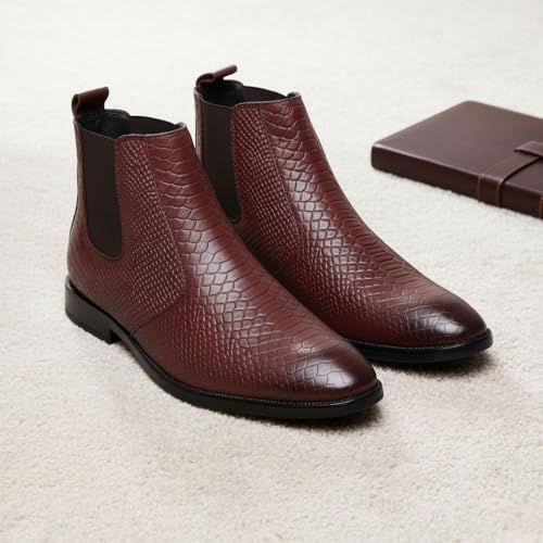 Image of HAYES LONDON Chelsea Boots For Man | Genuine Leather High-Top Slip-On Shoes | Comfortable Formal Shoes for Men | Stylish Office, Party & Casual Wear Fashion Boots