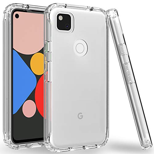 iMangoo Clear Cover for Google Pixel 4a Case Heavy Duty Protective Slim Cover Anti-Slick Hybrid Dual Layer Soft Back Shell + Hard PC Front Cover Phone Cases for Google Pixel 4a 2020 Clear