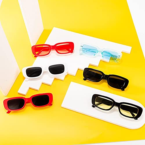 Hai Lan Small Rectangle Sunglasses Retro Square Driving Glasses for Women Street Shot Eyewear Vintage Narrow Frame Square Sunglasses Unisex Cool Sun Glasses for Female Ladies, Black, One Size3