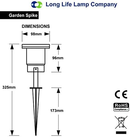 4 Pack Outdoor Garden Spike Lights Ground Mount or Watt IP65 Matt Black SPBLK04