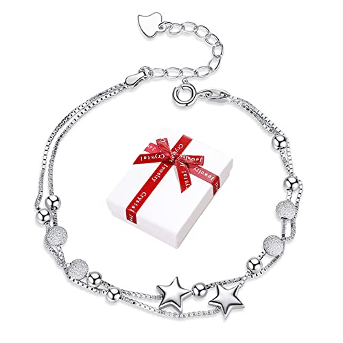 Liitata Pulseras de cadena de estrellas de plata de ley 925, pulsera ajustable...