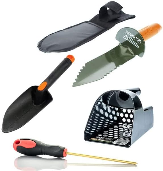 Sluice Monkey Juego de cucharas de arena negra con detección de metales